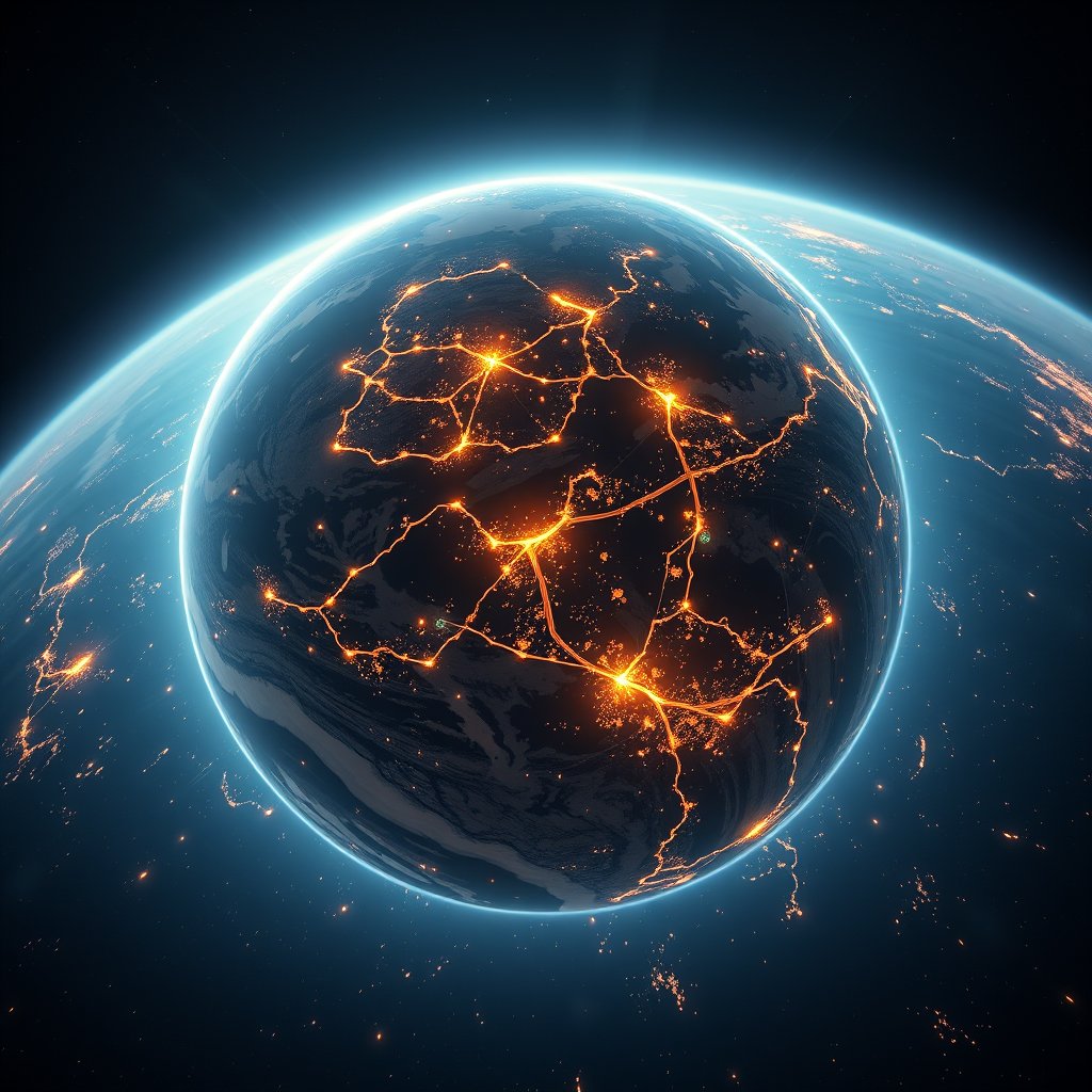 a realistic planet earth from orbit with city lights, bright and airy, pastel tones, dreamy aesthetic