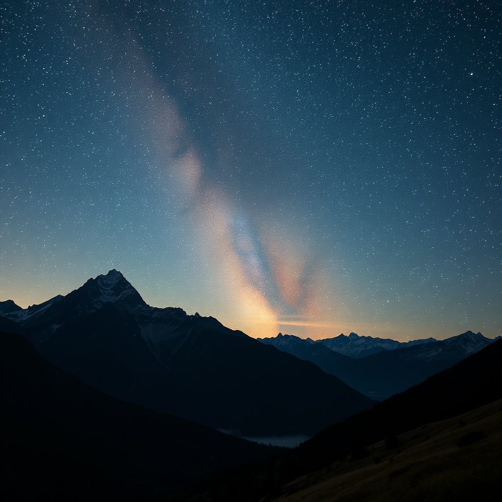 a meteor shower over a mountain landscape at night, highly detailed, 8k, professional photography, sharp focus