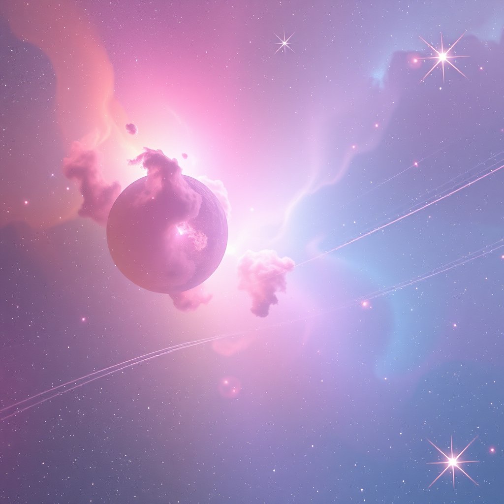 a colorful nebula with bright stars in deep space, bright and airy, pastel tones, dreamy aesthetic