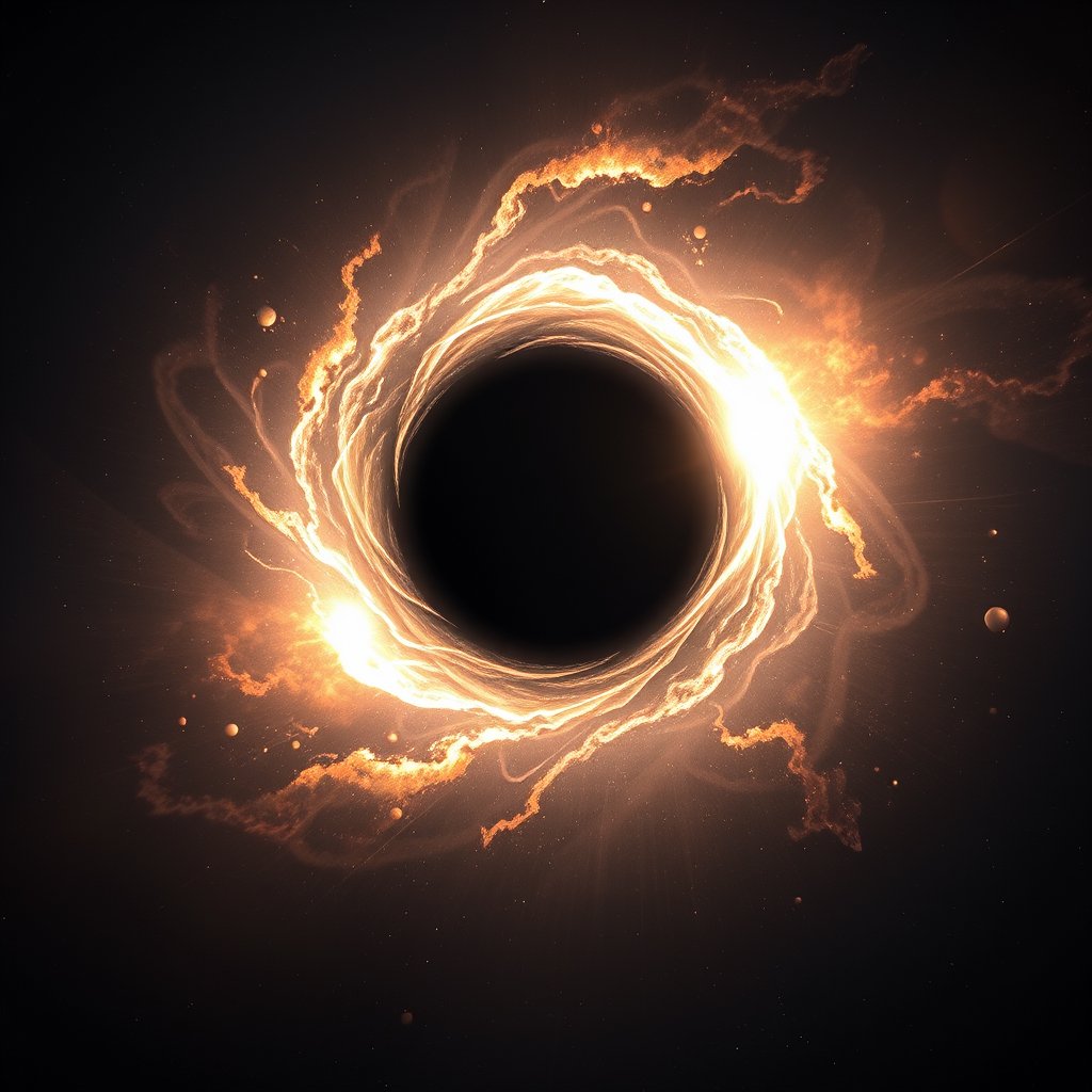 a black hole with a glowing accretion disk, ultra realistic, crisp details, studio quality