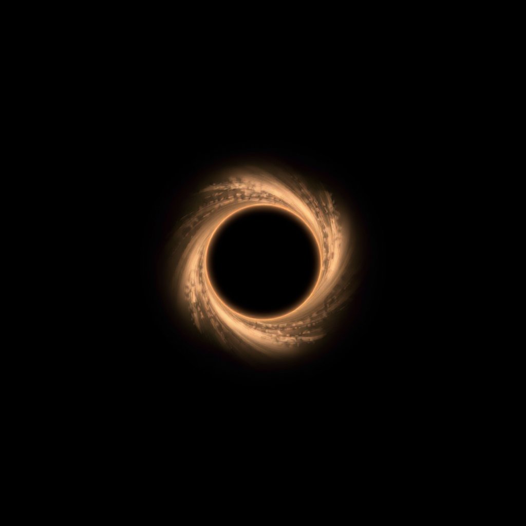 a black hole with a glowing accretion disk, minimalist composition, clean background, elegant