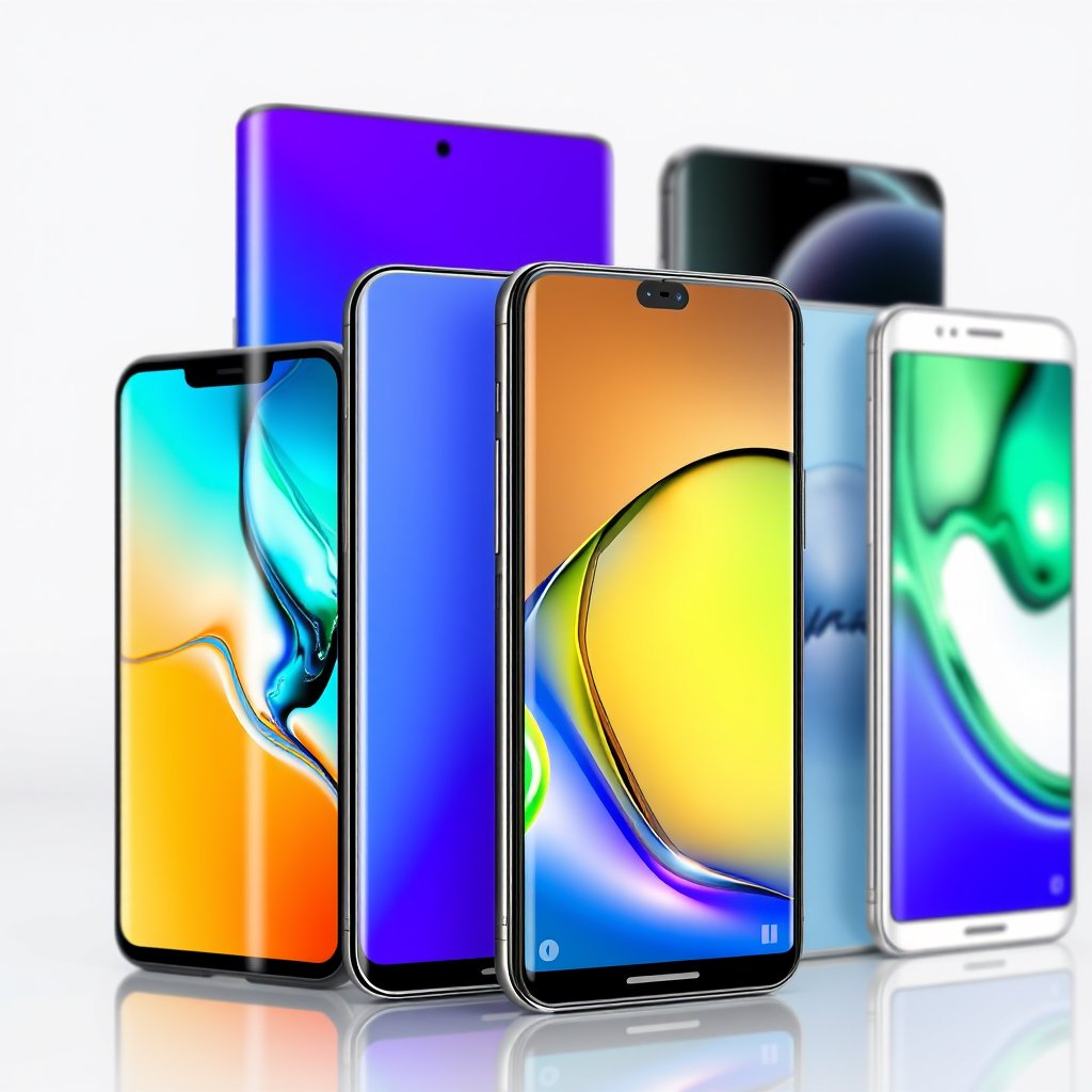 mobile phone images of different brands, ultra realistic, crisp details, studio quality