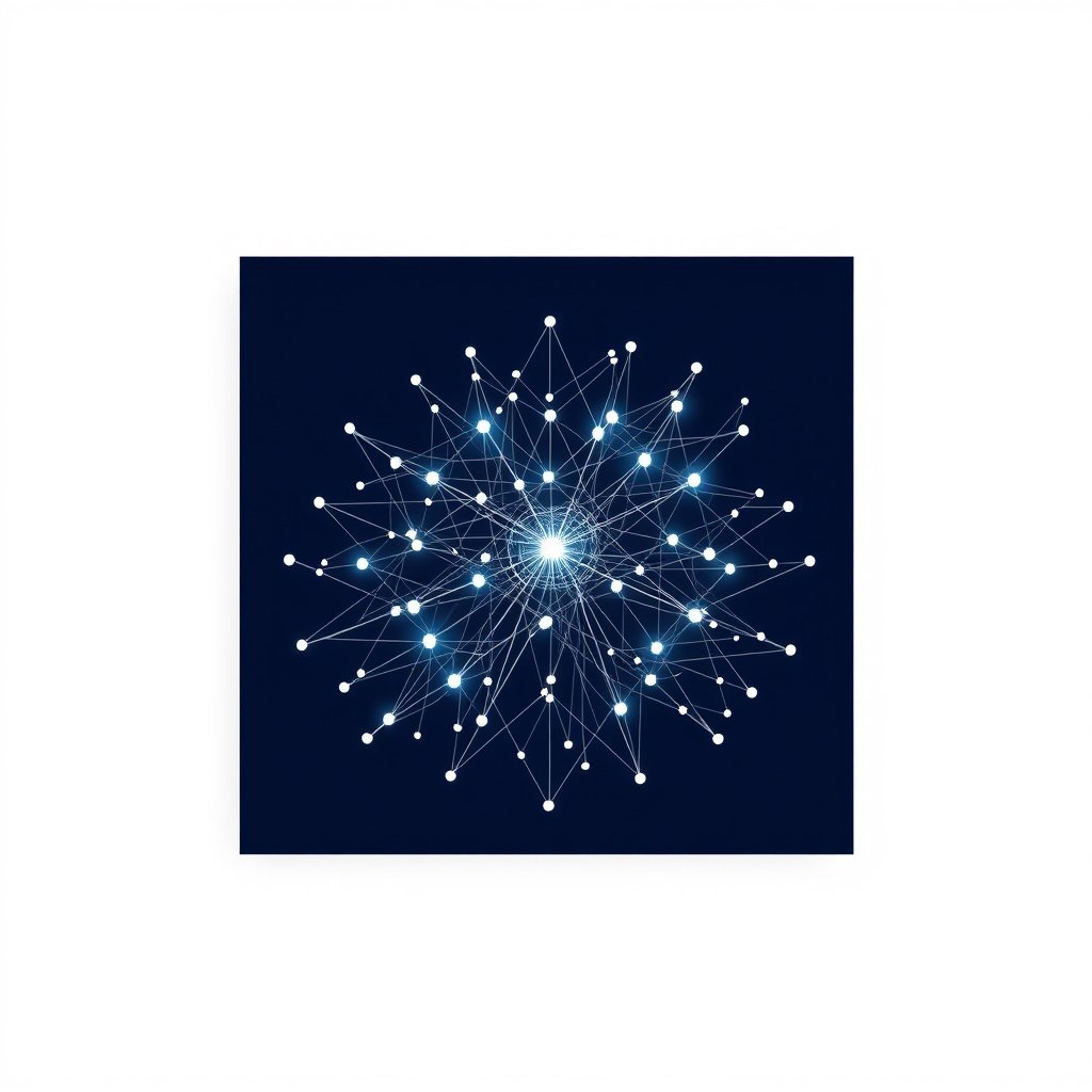 an abstract visualization of artificial intelligence neural network, minimalist composition, clean background, elegant