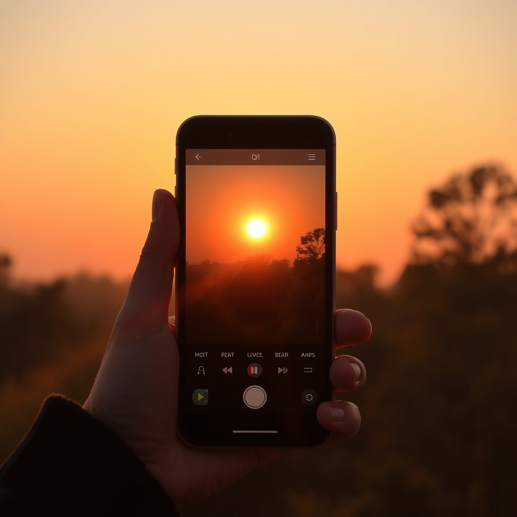 smart
 phone images, golden hour lighting, warm tones, atmospheric