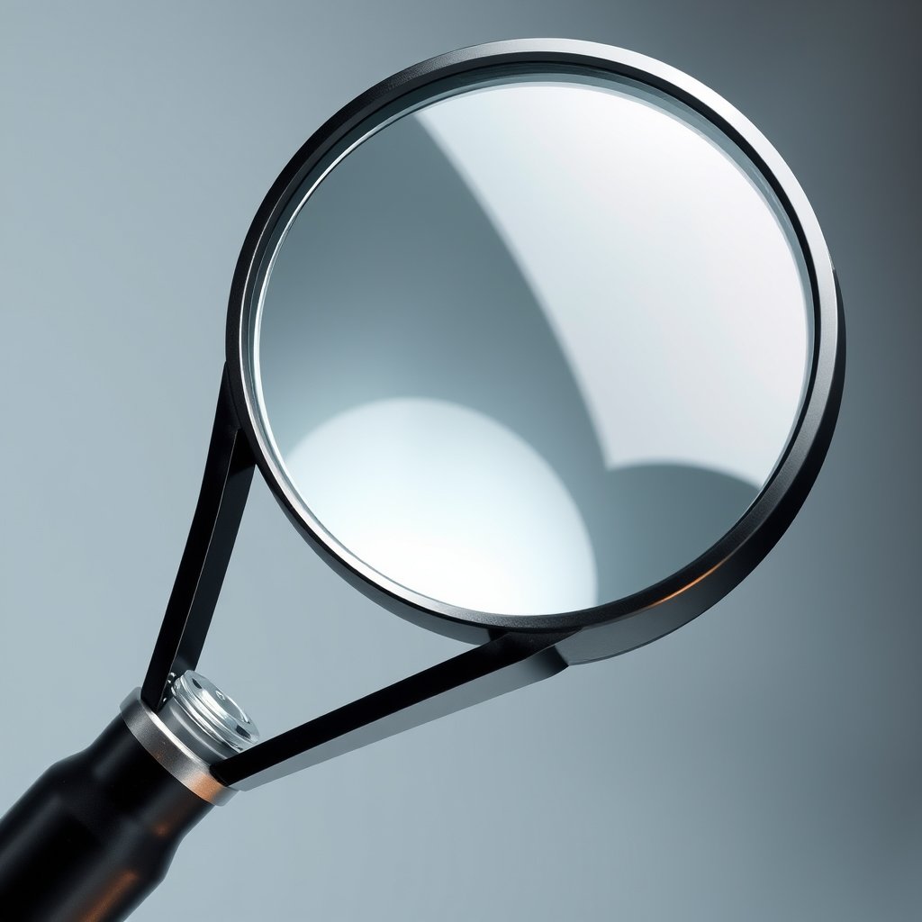 magnifying glass with transparent background, icon, ultra realistic, crisp details, studio quality