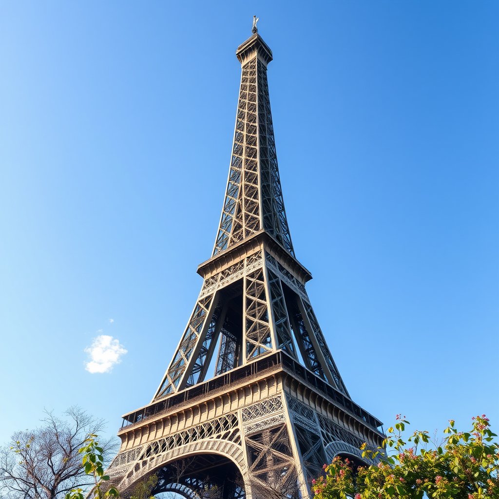 the eiffel tower in paris on a clear day, highly detailed, 8k, professional photography, sharp focus